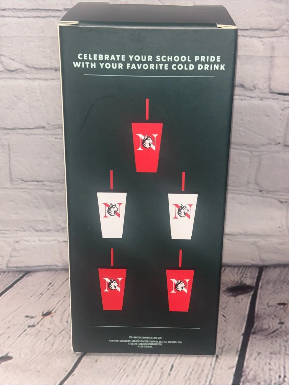 NWT Starbucks Campus Collection Reusable Cold Cups 5 Pack Northeastern Huskies